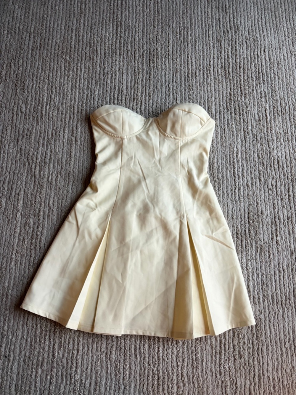 Peppermayo Cream Strapless Pleated Mini Dress